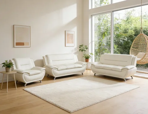 Vista 33 de Sofá modular de cuero, juego de muebles de sala de estar, 3 piezas, moderno, para sala de estar, apartamento, oficina, dormitorio, color blanco