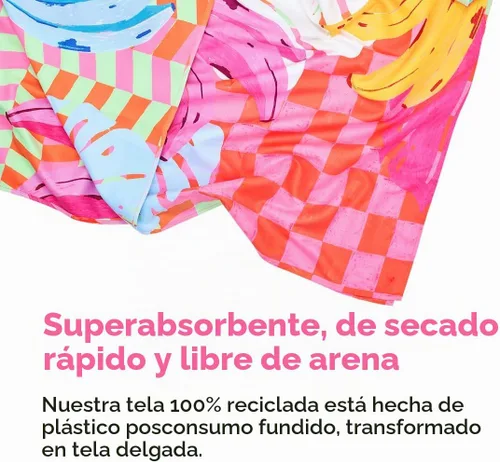 Vista 3 de Dock & Bay Toalla de playa - Secado rápido, sin arena - Compacta, ligera - 100% reciclada - Incluye bolsa - Banana Karma - Extra grande