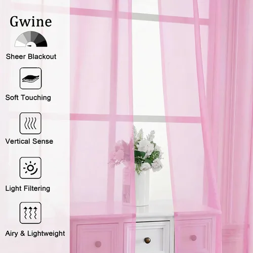 Vista 23 de Gwine Cortinas traslúcidas doradas de 96 pulgadas de largo, 2 paneles para Dorado