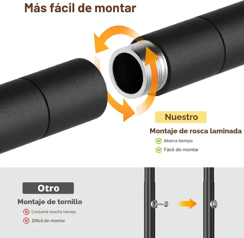 Vista 8 de ONBRILL H3 - Sistema de armario expandible para montaje en pared, organizador de armario de 5.4 pies a 8.1 pies con 4 varillas telescópicas y 6 Negro