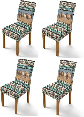 Vista 24 de Rnyleeg Juego de 1 fundas para sillas étnicas para sala de estar, sin brazos, estampado tribal azteca, elásticas, fundas protectoras para sillas