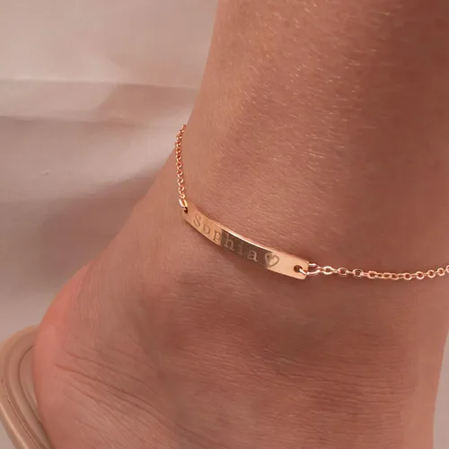Vista 4 de Petite Boutique Tobillera con inicial para mujer, tobillera con nombre personalizado con iniciales, tobilleras personalizadas para mujer, elegante