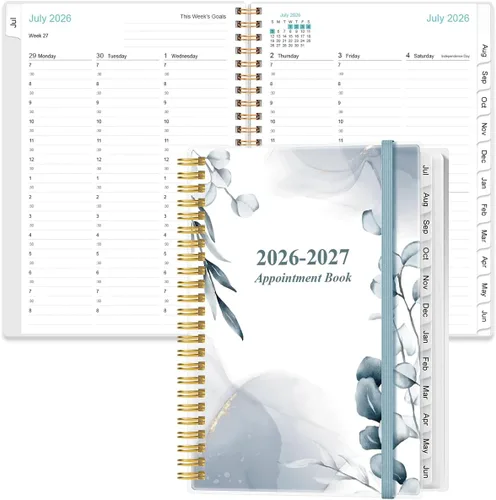 Vista 9 de Agenda 2026 - Planificador diario y por hora 2026 desde enero 2026 hasta diciembre 2026, 12 pestañas mensuales, bolsillo interior, 16.3 x 21.6 cm