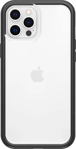 Vista 3 de OtterBox Funda transparente con borde de agarre colorido para iPhone 12 Pro Max - Cristal negro (transparente/negro)