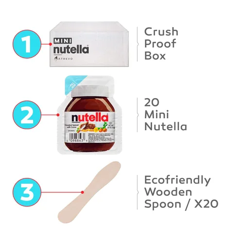 Vista 3 de Nutella Mini Cups – 20 paquetes de aperitivos individuales (0.52 onzas cada uno) + 20 cucharas de madera – golosinas de chocolate de San Valentín