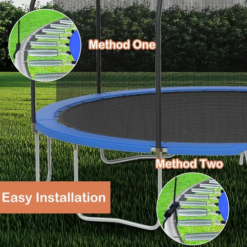 Vista 7 de Cubierta redonda para cama elástica de 12 agujeros, 90% de protección solar, 8 pies, color negro, cubierta superior de trampolín, lona de malla