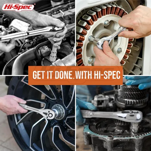 Vista 7 de Hi-Spec Juego de 22 llaves métricas de 1/4" y 3/8" con llave de trinquete, barras de extensión en estuche de herramientas compacto.