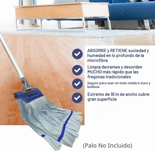 Vista 2 de CleanAide Cabezal de trapeador de tubo de microfibra súper absorbente de 400 GSM con extremos en bucle para limpieza sin rayas, duradero, secado
