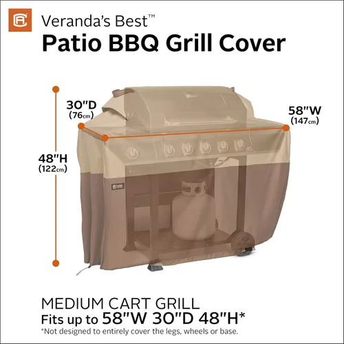 Vista 3 de Classic Accessories Veranda's Best - Cubierta impermeable para parrilla de barbacoa, 58 x 30 x 48 pulgadas
