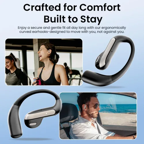 Vista 5 de Piluyaa Auriculares Bluetooth 5.3 de oreja abierta, auriculares inalámbricos deportivos con micrófono integrado con ganchos para los oídos
