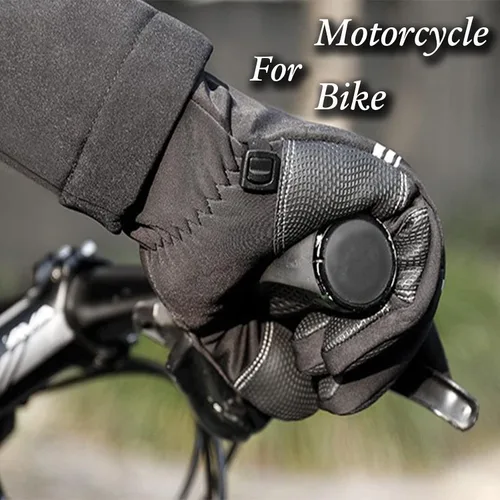 Vista 5 de Little World Guantes de invierno, guantes de ciclismo, resistentes al viento, impermeables, antideslizantes para exteriores, ciclismo, snowboard