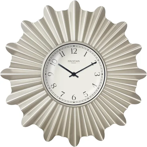 Vista 10 de Starburst Reloj de pared, silencioso, sin ticks, reloj de metal, estilo moderno (cobre antiguo, 12 pulgadas) Silent Non Ticking, Domed Glass Lens