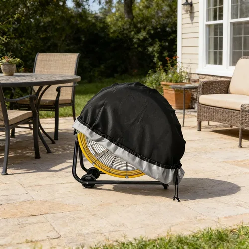 Vista 6 de Bitubi Cubierta de ventilador de tambor industrial, fundas impermeables para ventilador de exterior, compatible con ventilador de tambor industrial