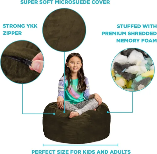 Vista 5 de Saco de sofá – Puff de felpa ultra suave para niños, con espuma viscoelástica y funda de micro-gamuza, mueble rellenos de espuma y accesorios