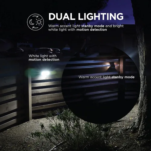 Vista 2 de Home Zone Luz exterior con sensor de movimiento de seguridad, luz solar para exteriores, modo de iluminación doble, montaje en pared, luz de acento