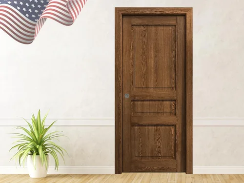 Vista 14 de Puerta corredera de bolsillo de 18 x 84 pulgadas Ego 5012 pintado roble blanco Kit de herrajes para rieles Puerta interior de madera maciza