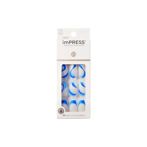 Vista 20 de Uñas postizas sin pegamento KISS imPRESS, diseño "All I Want" Púrpura y Blanco