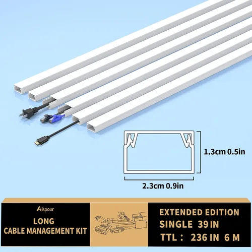 Vista 3 de Cubierta de cable extra larga para pintar para TV montada en la pared - 6 x 39.4 pulgadas TTL 236 pulgadas
