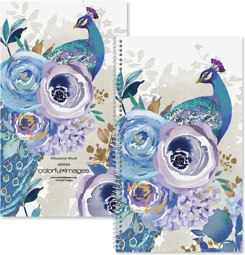 Vista 4 de Guardián de Contraseña con Pin de Pavo Real Azul - Tapa Blanda; 5" x 8", 100 páginas; Organizador de Diario de Contraseñas
