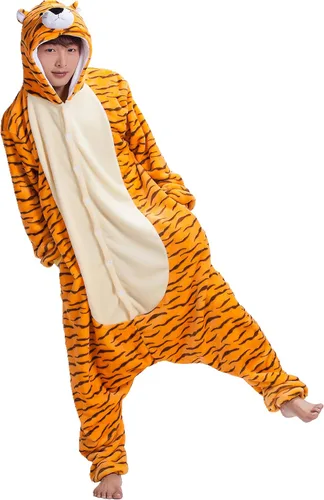 Vista 3 de Pijama de tigre para adultos, sudadera con capucha Kigurumi