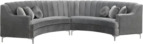 Vista 29 de Legend Vansen L - Sofá de terciopelo semicírculo de 141.34 pulgadas, sofá modular curvado de gran tamaño para sala de estar, oficina, apartamento