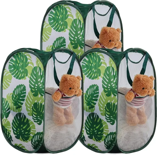 Vista 29 de Cesta de malla desplegable para ropa sucia con asas duraderas - Cesta plegable portátil para dormitorio, baño y viajes (negro)