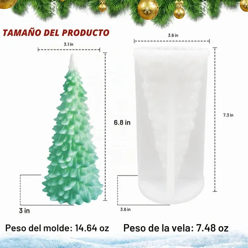Vista 2 de Molde de vela de árbol de Navidad de gran tamaño para hacer velas, molde de silicona de Navidad 3D para fundición de resina DIY yeso arcilla