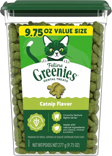 Vista 11 de Greenies Golosinas dentales naturales para gatos adultos recomendadas por veterinarios felinos, sabor hierba gatera, bolsa de 2.1 onzas