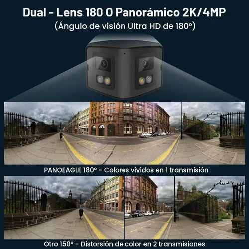 Vista 2 de PANOEAGLE Cámara de seguridad IP PoE de doble lente de 4 MP para exteriores con gran angular panorámico de 180°, visión nocturna a