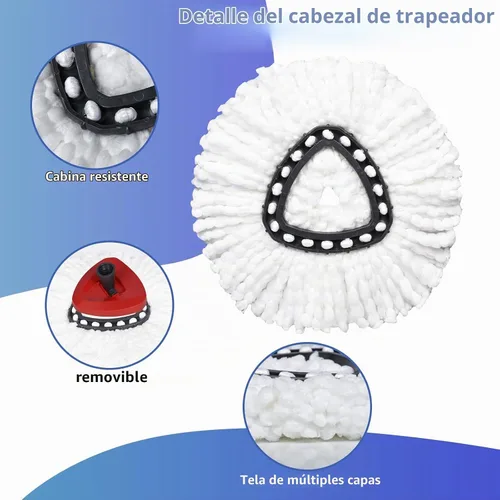 Vista 6 de Cabezales de repuesto para trapeador, base de repuesto compatible con el sistema O Cedar EasyWring de 1 tanque, 2 repuestos de cabezal de trapeador