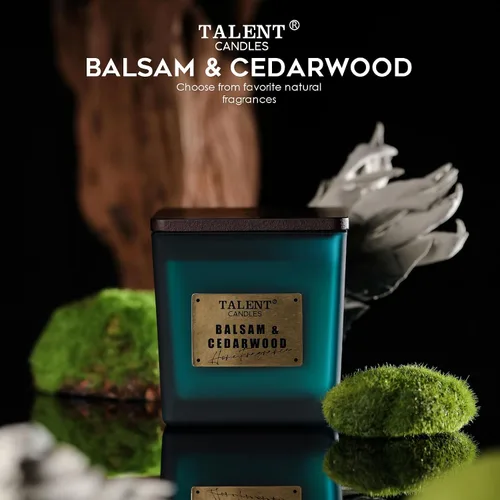 Vista 3 de Velas perfumadas de soja, velas de aromaterapia noble de lujo, bálsamo y madera de cedro, velas para el hogar, 7.05 onzas