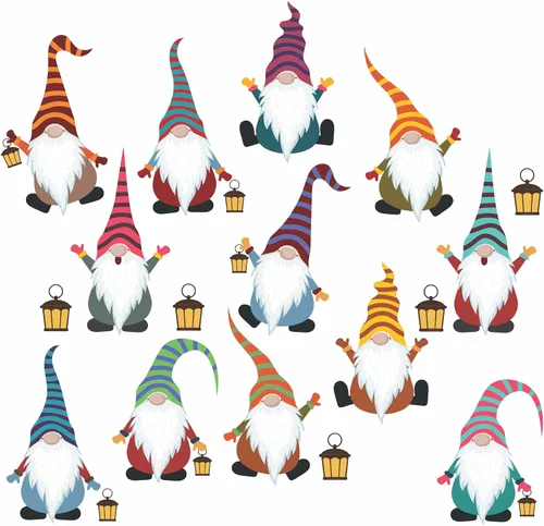 Vista 8 de Juego de 12 calcomanías de gnomos para laptop, calcomanías de gnomos para laptop, calcomanías estéticas para computadora portátil, calcomanías
