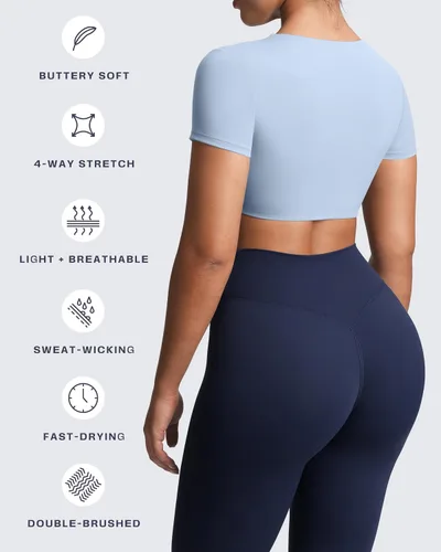 Vista 4 de Aoxjox Camiseta corta de manga corta para mujer, diseño de Sienna Twist Deep V