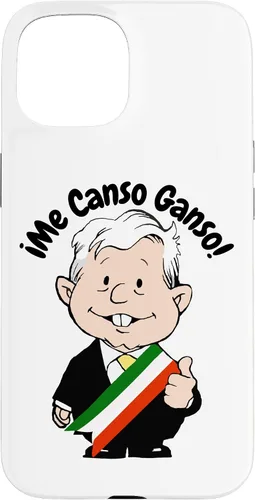 Vista 6 de Carcasa para iPhone 16 AMLO Amlito Me Canso Ganso Divertida y linda caricatura mexicana Muñeco