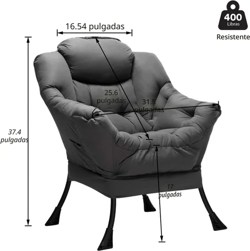 Vista 3 de HollyHOME - Silla perezosa con reposabrazos y bolsillo lateral, cómoda silla de ocio, sofá-cama para sala de estar, recámara, dormitorio o espacios