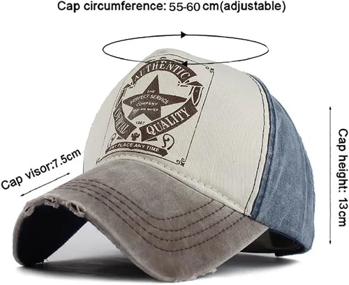 Vista 2 de Gorra de béisbol vintage con remaches de moda con letras cruzadas de algodón de mezclilla con borde deshilachado, sombrero de sol ajustable unisex