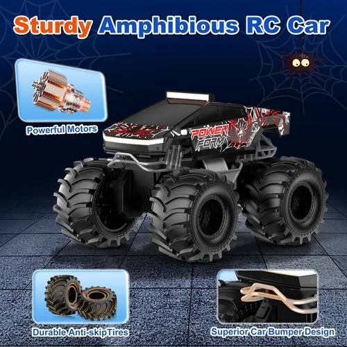Vista 6 de Auto de control remoto anfibio, 1:18 impermeable Monster Truck Juguetes RC Cars, 2.4GHz RC Trucks 4WD todoterreno todo terreno, regalos