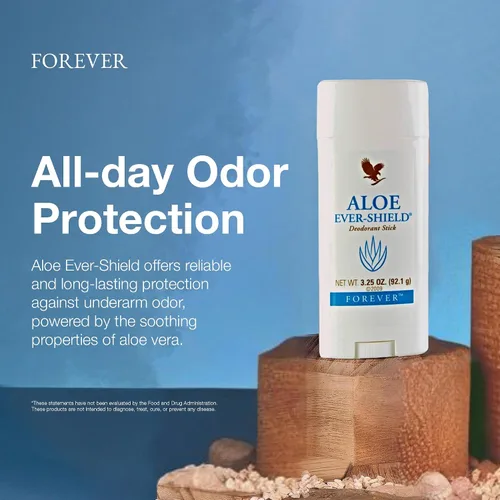 Vista 3 de Forever Living Aloe Ever-Shield - Desodorante sin aluminio con aloe calmante para pieles sensibles, barra de 3.25 onzas (paquete de 2)