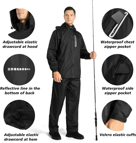 Vista 4 de SWISSWELL Rain Suits for Men Waterproof Golf Rain Gear Lightweight Raincoat Jacket and Rain Pants