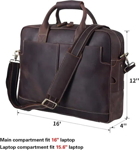 Vista 6 de CUSTOMHOUZZ - Maletín de piel para hombre con cremallera, para hombre