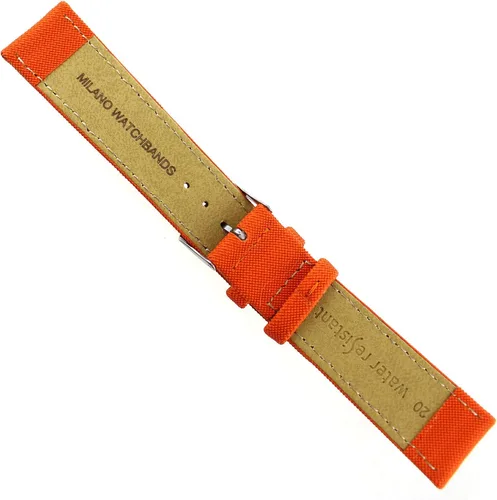 Vista 3 de 0.787 in Milano Mens Orange Techno Canvas Texture Stitched Sport Watch Band 2778