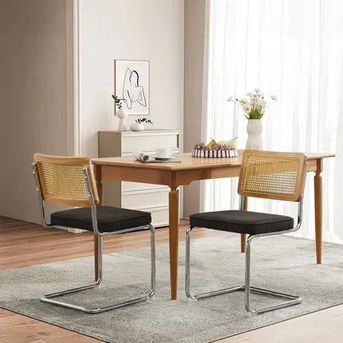 Vista 23 de Cesca - Juego de 2 sillas de comedor con respaldo de caña de ratán natural