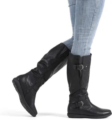 Vista 5 de DREAM PAIRS - Botas de invierno altas hasta la rodilla con forro de piel sintética para mujer