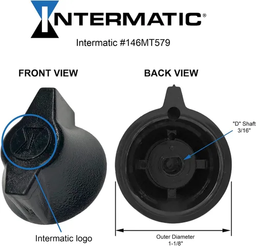 Vista 2 de Intermatic 146MT579 Pomo para Temporizadores de Primavera Comerciales Serie FF - Negro
