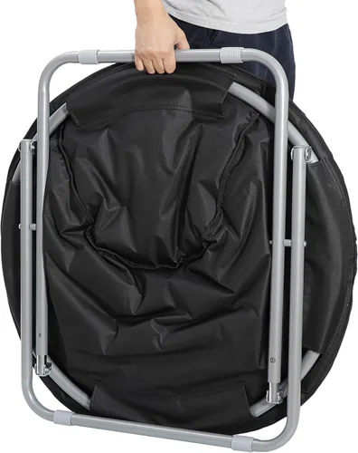 Vista 8 de SUPER DEAL Silla plegable con platillo, para adultos y niños, silla redonda portátil de piel sintética para sala de estar, dormitorio, apartamento