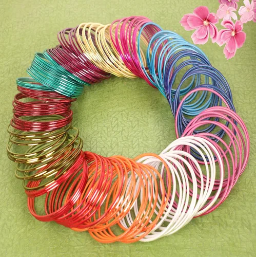 Vista 3 de Touchstone - Juego de pulseras indias para mujer, coloridas, joyería de regalo, a granel de pulseras de metal estilo Bollywood en 12