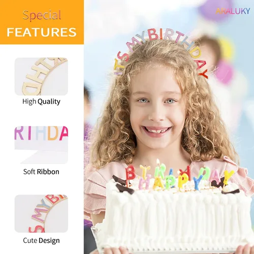Vista 2 de Araluky Coronas para mujer diadema de cumpleaños tiaras para mujer banda de cumpleaños para mujer tiara de aleación de arco iris para regalo