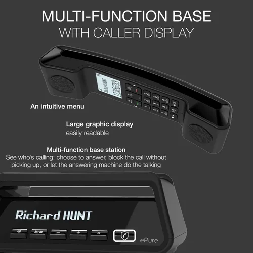 Vista 2 de Alcatel Epure Premium - Teléfono inalámbrico DECT con contestador automático - Diseño clásico - Base de pantalla inteligente - Gran pantalla gráfica