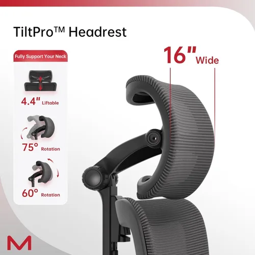 Vista 3 de S3P Silla de oficina ergonómica con asiento de espuma de alta densidad y respaldo deslizante VTS - Silla de escritorio con respaldo alto