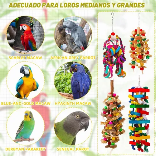Vista 6 de Soulchen - Juego de 4 juguetes de loro de pájaro extra grande, juguete